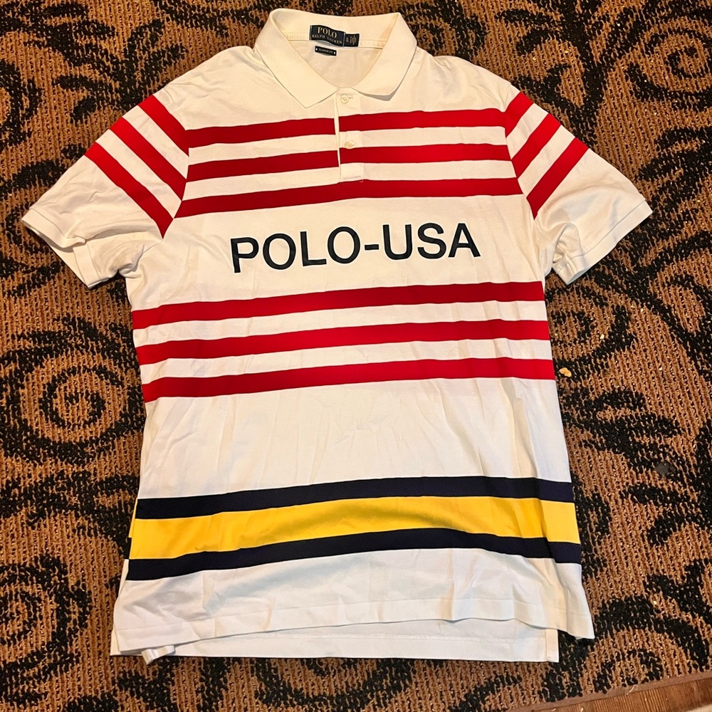 Polo by Ralph Lauren Red and Yellow Striped Polo Shirt